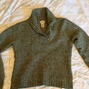L.L. Bean Women's Heathered Green Cowl Neck Sweater